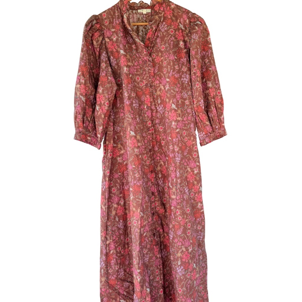 Entro Floral Red Maxi Dress Long Sleeve